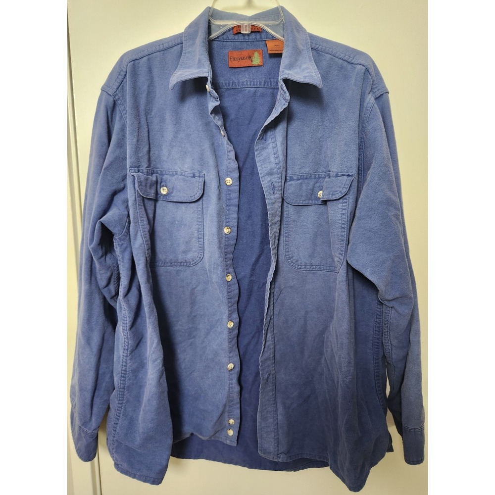 Fieldmaster Long Sleeve Blue Flannel Shirt Size XXL‎ Button Down Pockets USA